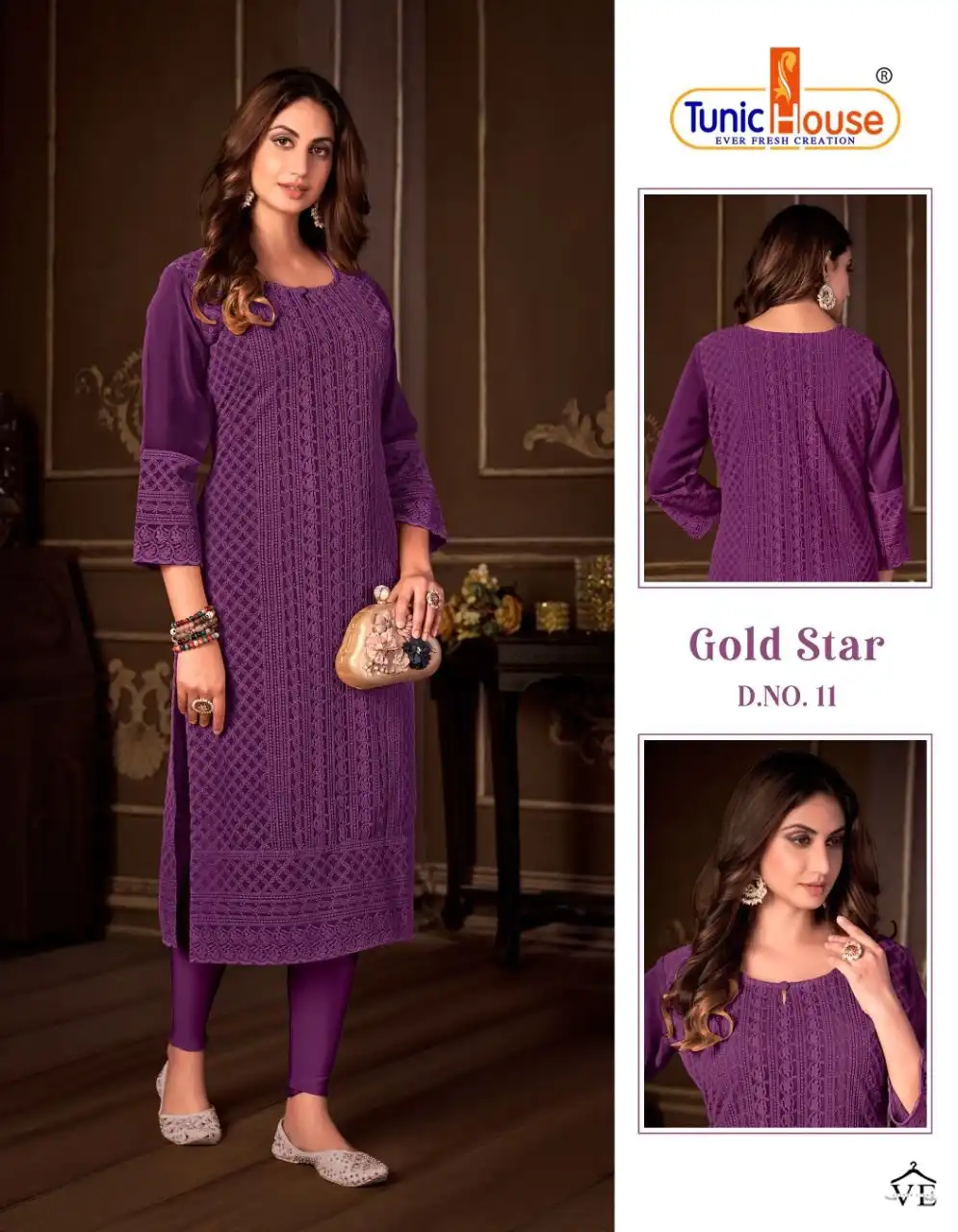 Tunic House Gold Star Apple Georgette Wholesale Chikankari Kurtis Catalog — Wholesale Kurtis, MPA wholesale from Surat - Gallery Image 15