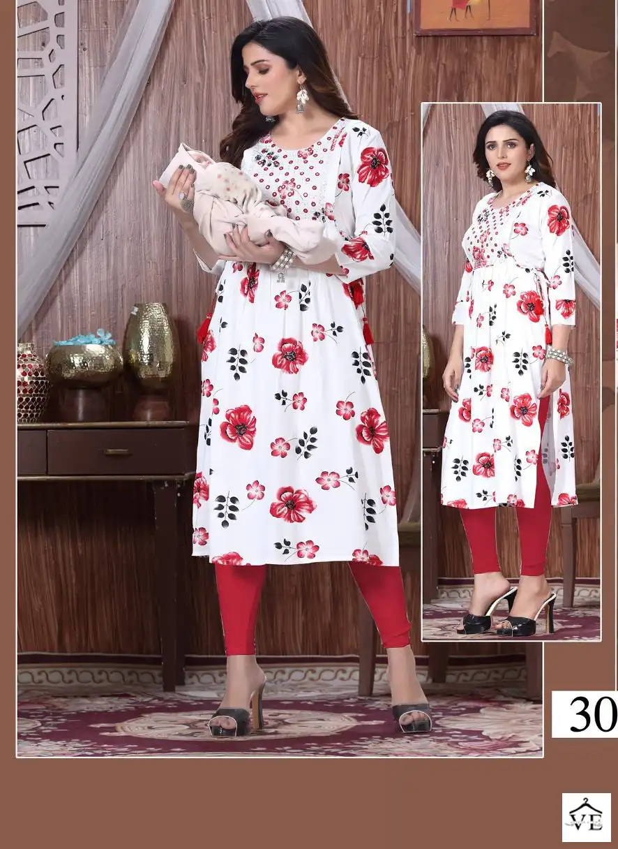 VE Golden Emotions 14 Kg Rayon Wholesale Feeding Kurti Catalog — Wholesale Kurtis, MPA wholesale from Surat - Gallery Image 5