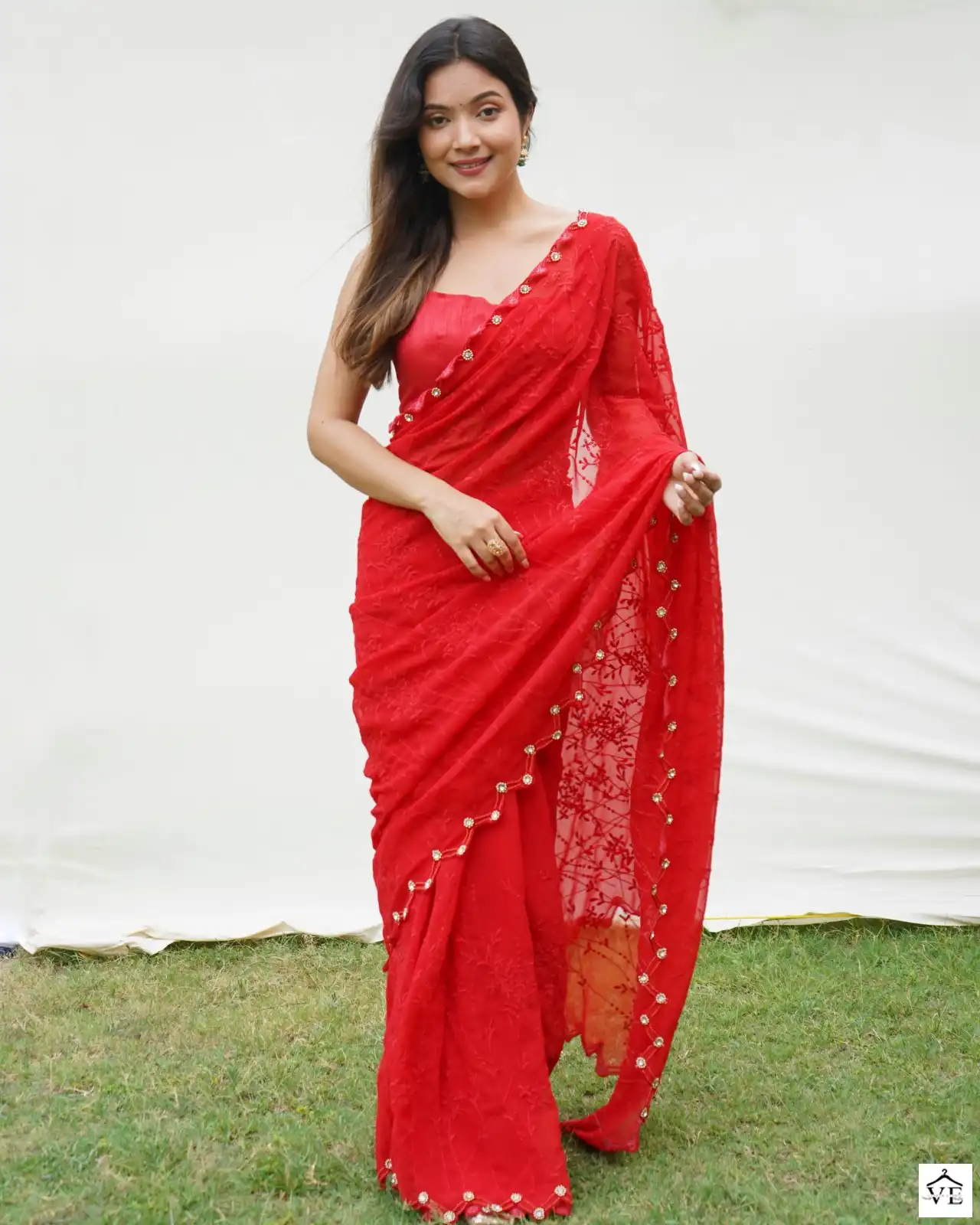 Shree Trends Gouri Pure Georgette Wholesale Fancy Sarees Catalog — Wholesale Sarees, MPA wholesale from Surat — view 1