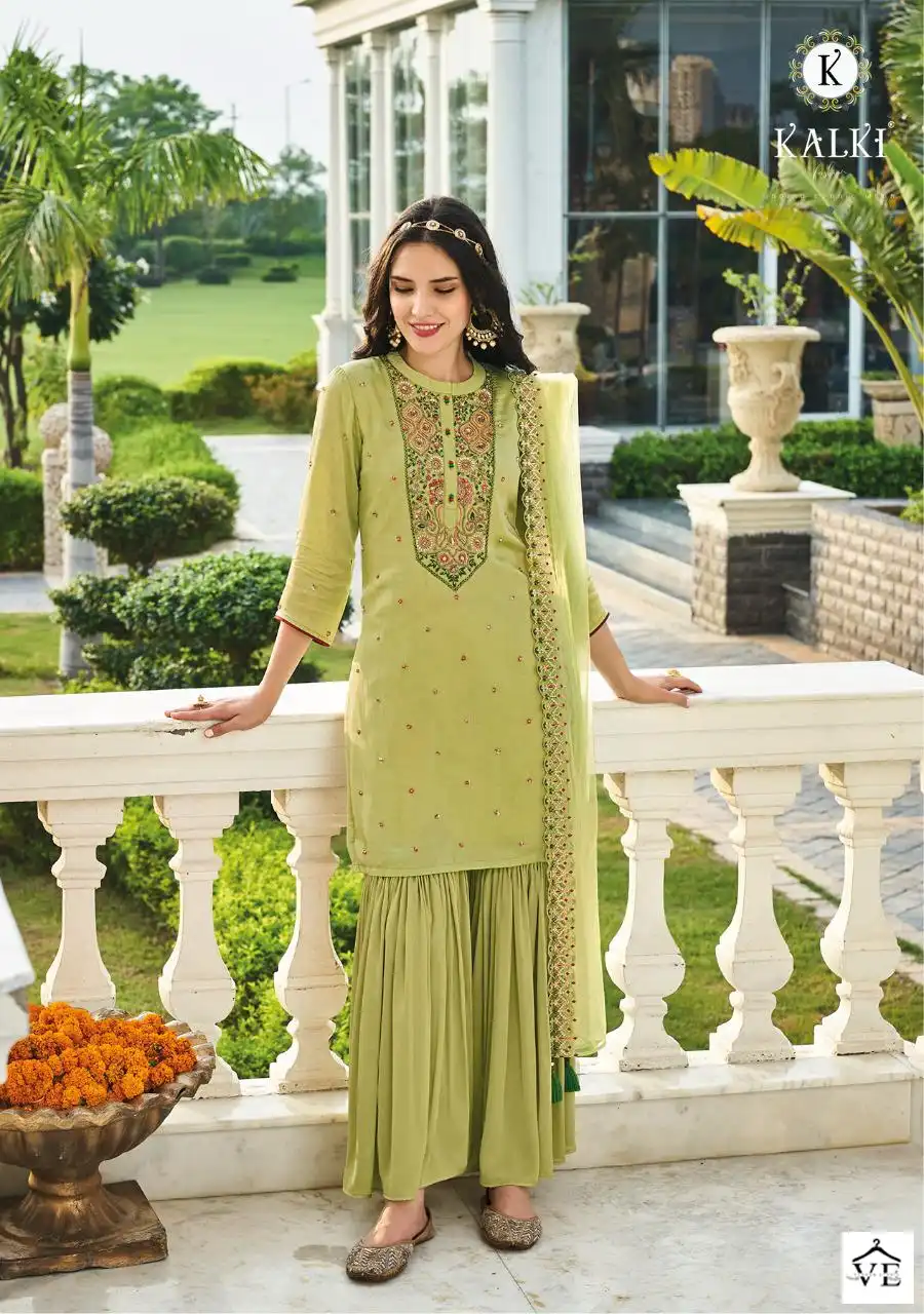 Kailee Fashion Gulmarg Pure Chinon Viscose Silk Wholesale Readymade Suit Catalog — Wholesale Salwar Suits, MPA wholesale from Surat - Gallery Image 4