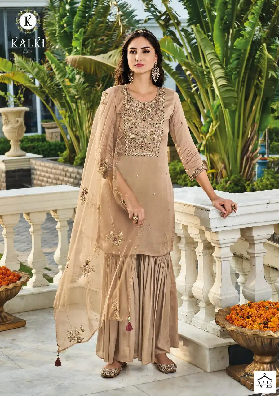 Kailee Fashion Gulmarg Pure Chinon Viscose Silk Wholesale Readymade Suit Catalog — Wholesale Salwar Suits, MPA wholesale from Surat - Gallery Image 5