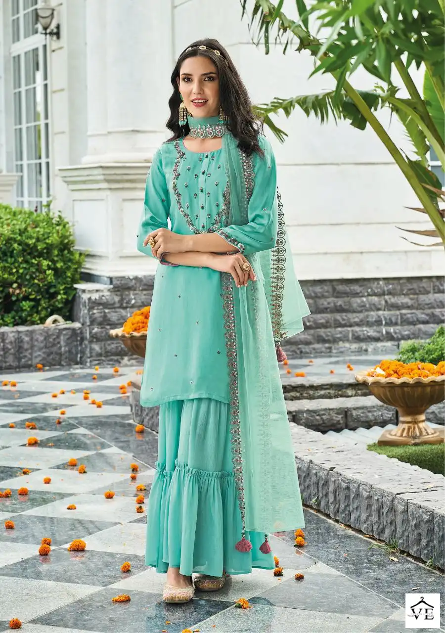 Kailee Fashion Gulmarg Pure Chinon Viscose Silk Wholesale Readymade Suit Catalog — Wholesale Salwar Suits, MPA wholesale from Surat - Gallery Image 6