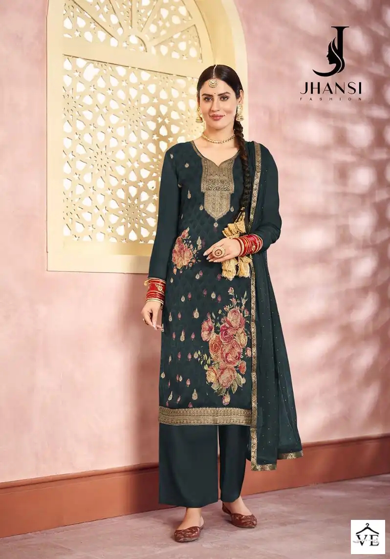 Jhansi Gurleen Pure Organza Jacquard Wholesale Designer Salwar Suit Catalog — Wholesale Salwar Suits, MPA wholesale from Surat - Gallery Image 2