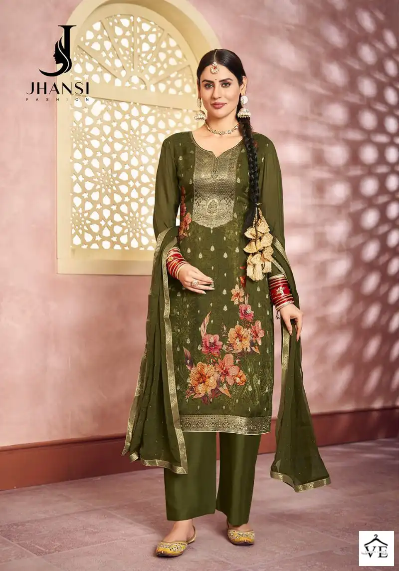 Jhansi Gurleen Pure Organza Jacquard Wholesale Designer Salwar Suit Catalog — Wholesale Salwar Suits, MPA wholesale from Surat - Gallery Image 5