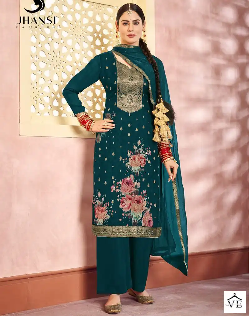 Jhansi Gurleen Pure Organza Jacquard Wholesale Designer Salwar Suit Catalog — Wholesale Salwar Suits, MPA wholesale from Surat — view 1