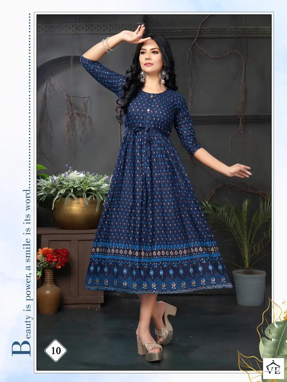 Vardan Ethnic Golden Malini Rayon Wholesale Long Kurtis Catalog — Wholesale Kurtis, MPA wholesale from Surat - Gallery Image 3