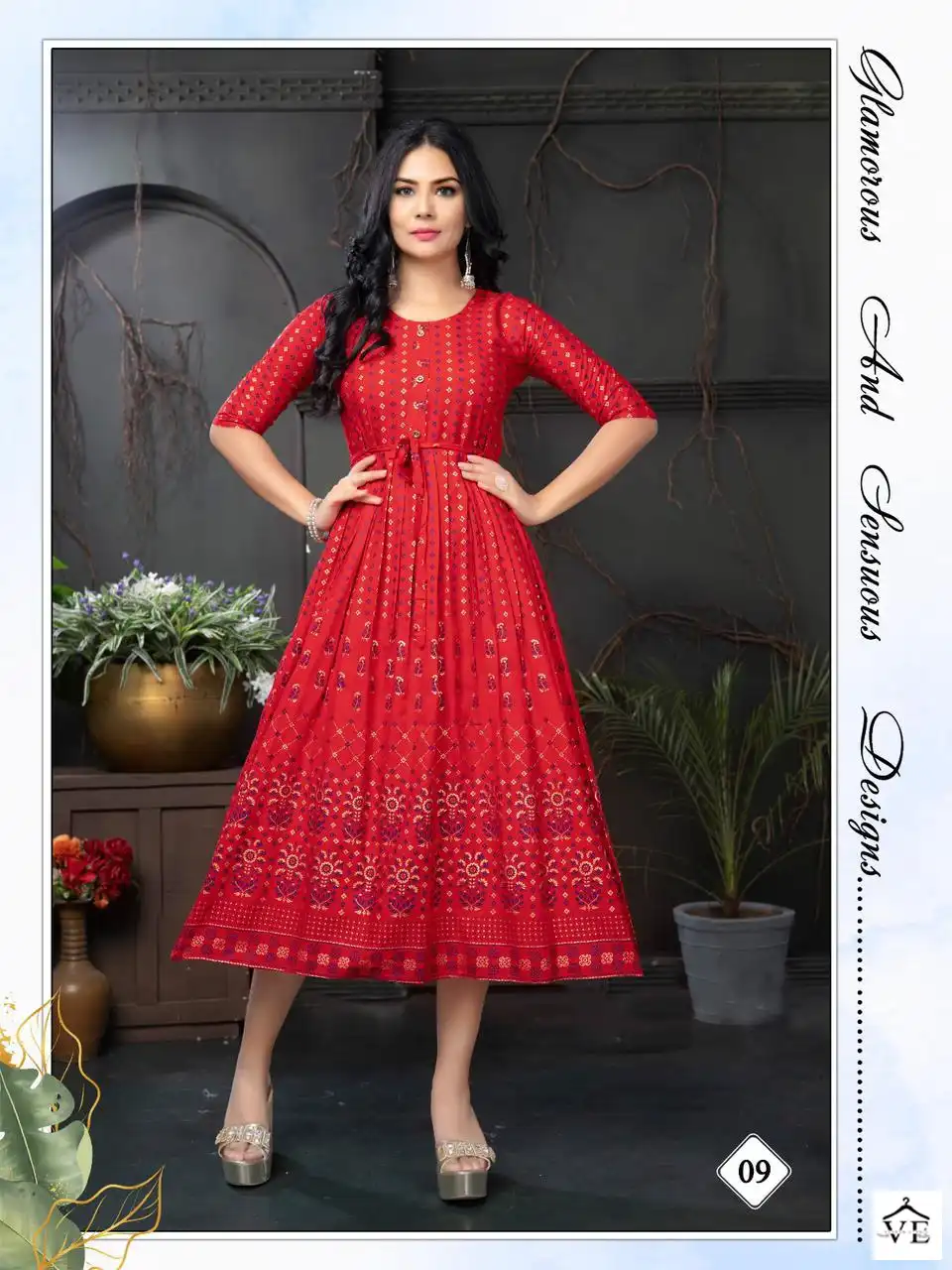 Vardan Ethnic Golden Malini Rayon Wholesale Long Kurtis Catalog — Wholesale Kurtis, MPA wholesale from Surat - Gallery Image 6