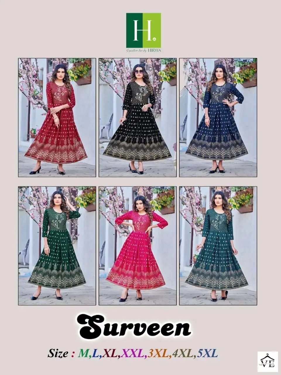Hirwa Golden Surveen Heavy Rayon Wholesale Long Kurtis Catalog — Wholesale Kurtis, MPA wholesale from Surat — view 7