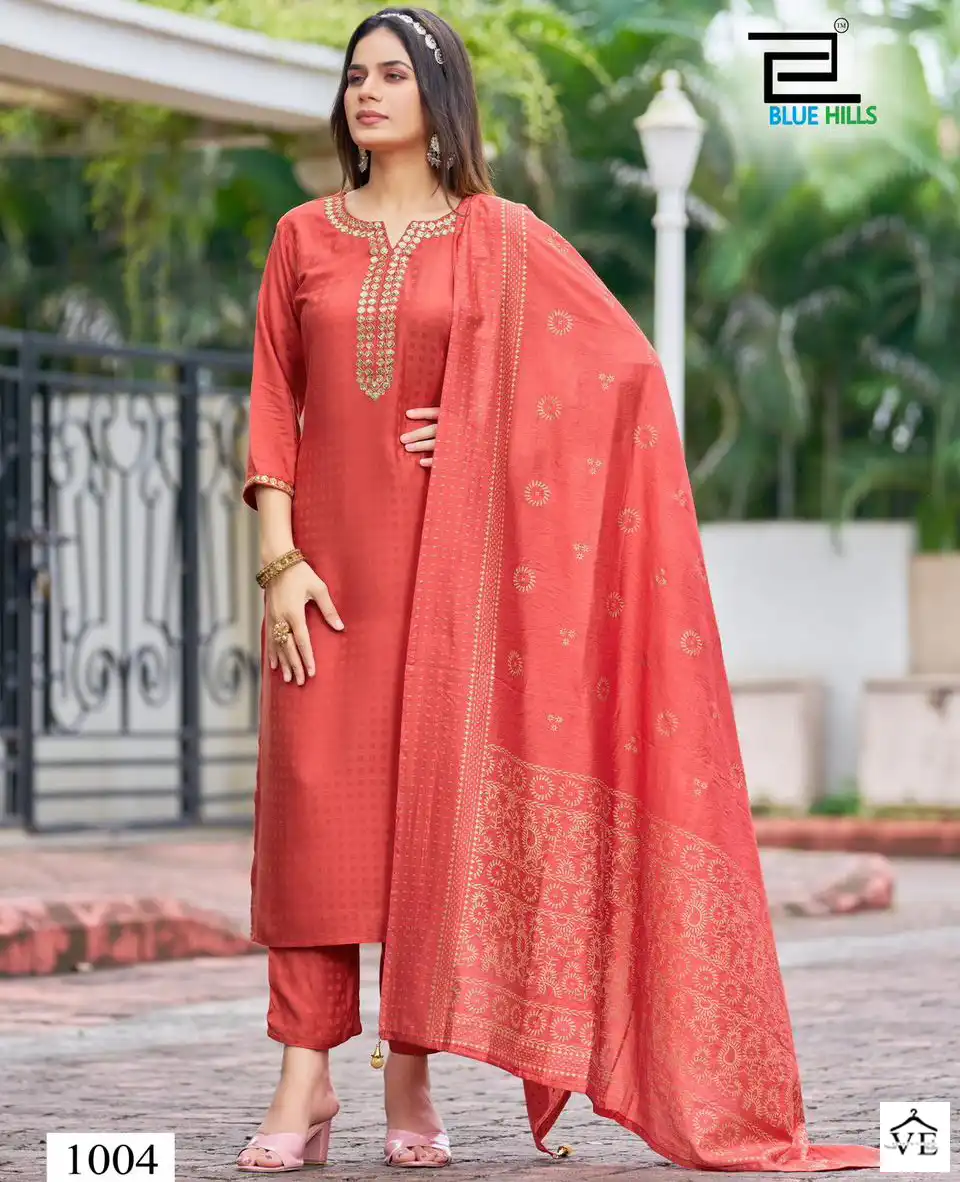 Blue Hills Gulab Jal Rayon Viscose Wholesale Readymade Salwar Suit Catalog — Wholesale Salwar Suits, MPA wholesale from Surat — view 1