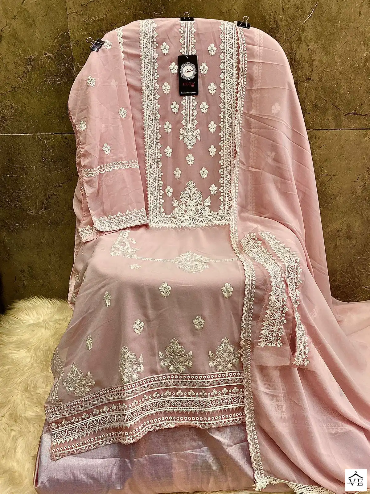 Hoor Tex H-100 D Faux Georgette Wholesale Pakistani Suit — Wholesale Salwar Suits, MPA wholesale from Surat — view 4