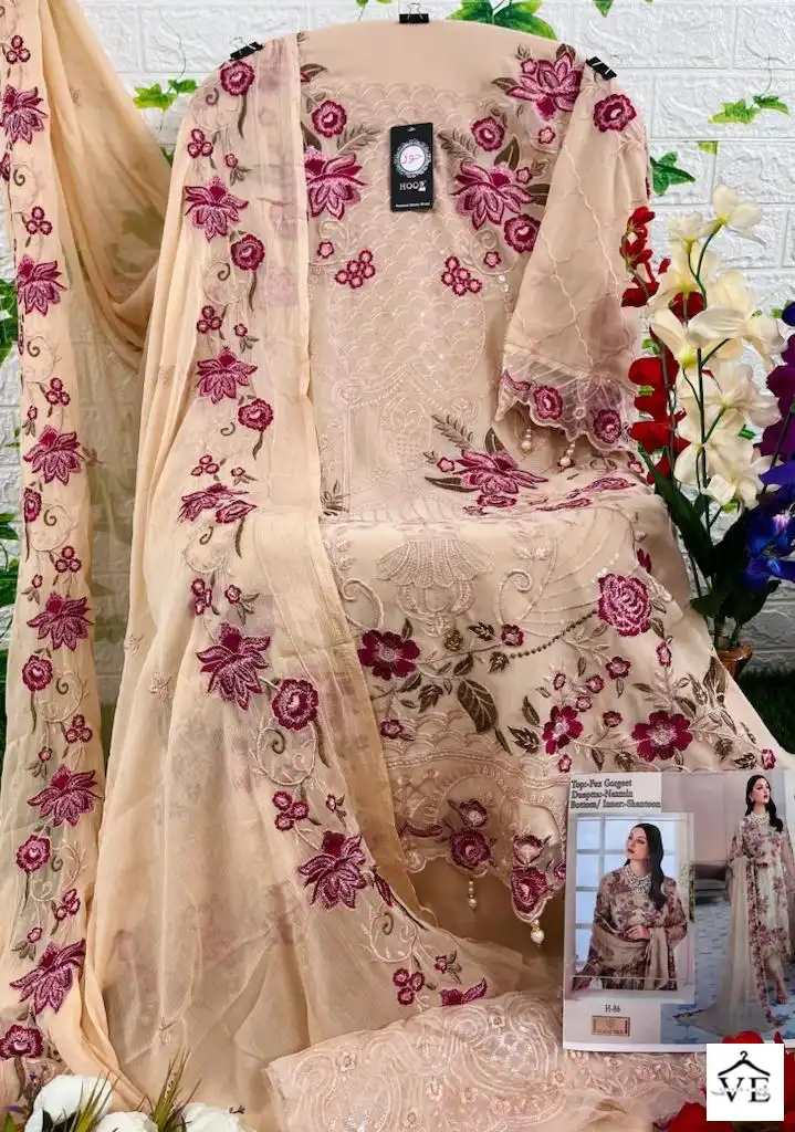 Hoor Tex H-86 Faux Georgette Wholesale Pakistani Suit — Wholesale Salwar Suits, MPA wholesale from Surat - Gallery Image 2