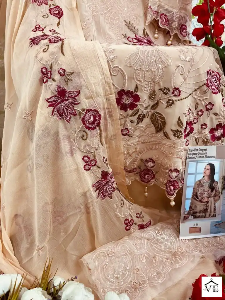 Hoor Tex H-86 Faux Georgette Wholesale Pakistani Suit — Wholesale Salwar Suits, MPA wholesale from Surat — view 4