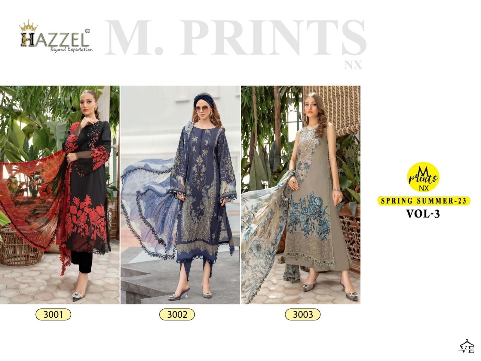 Hazzel Maria B Mprints Summer Spring 23 Vol 3 Nx Pure Cotton Wholesale Pakistani Suit Catalog — Wholesale Salwar Suits, MPA wholesale from Surat — view 4