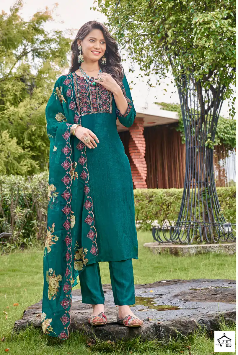 O4U Heritage Vichitra Silk Wholesale Readymade Suit Catalog — Wholesale Salwar Suits, MPA wholesale from Surat - Gallery Image 2