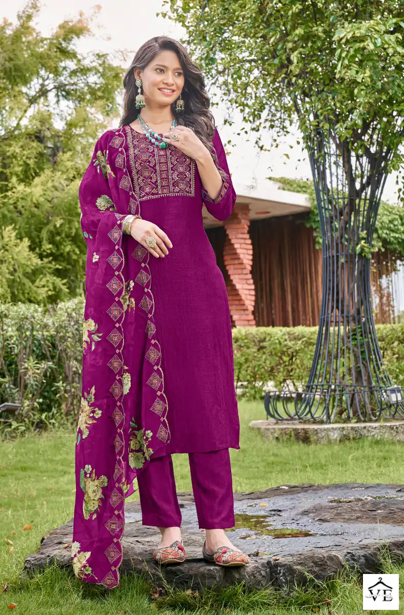 O4U Heritage Vichitra Silk Wholesale Readymade Suit Catalog — Wholesale Salwar Suits, MPA wholesale from Surat - Gallery Image 4