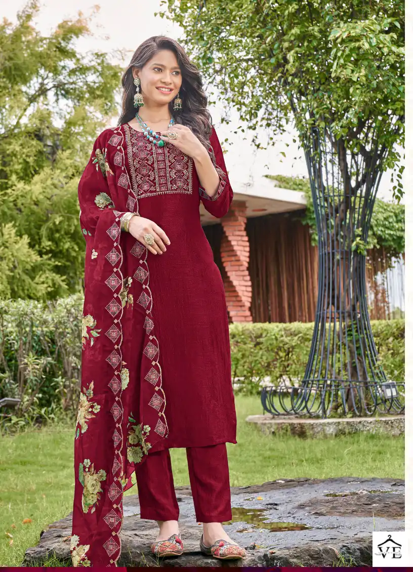 O4U Heritage Vichitra Silk Wholesale Readymade Suit Catalog — Wholesale Salwar Suits, MPA wholesale from Surat - Gallery Image 5