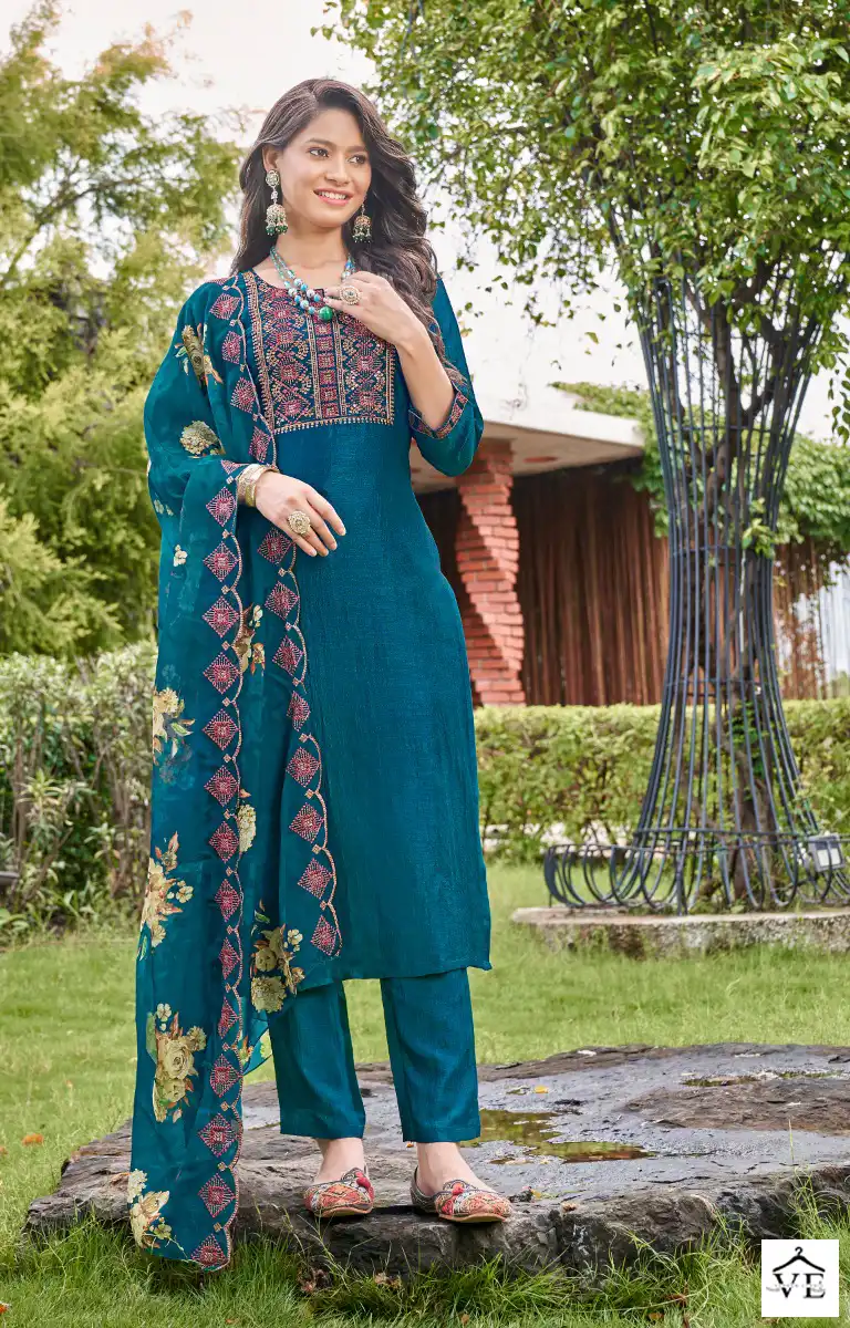 O4U Heritage Vichitra Silk Wholesale Readymade Suit Catalog — Wholesale Salwar Suits, MPA wholesale from Surat - Gallery Image 6