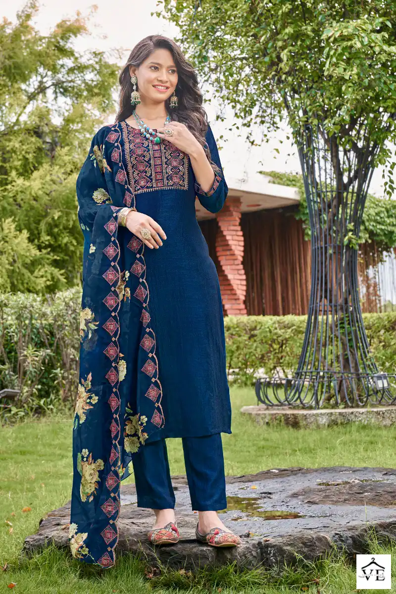 O4U Heritage Vichitra Silk Wholesale Readymade Suit Catalog — Wholesale Salwar Suits, MPA wholesale from Surat - Gallery Image 7