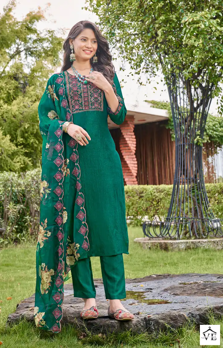 O4U Heritage Vichitra Silk Wholesale Readymade Suit Catalog — Wholesale Salwar Suits, MPA wholesale from Surat - Gallery Image 8