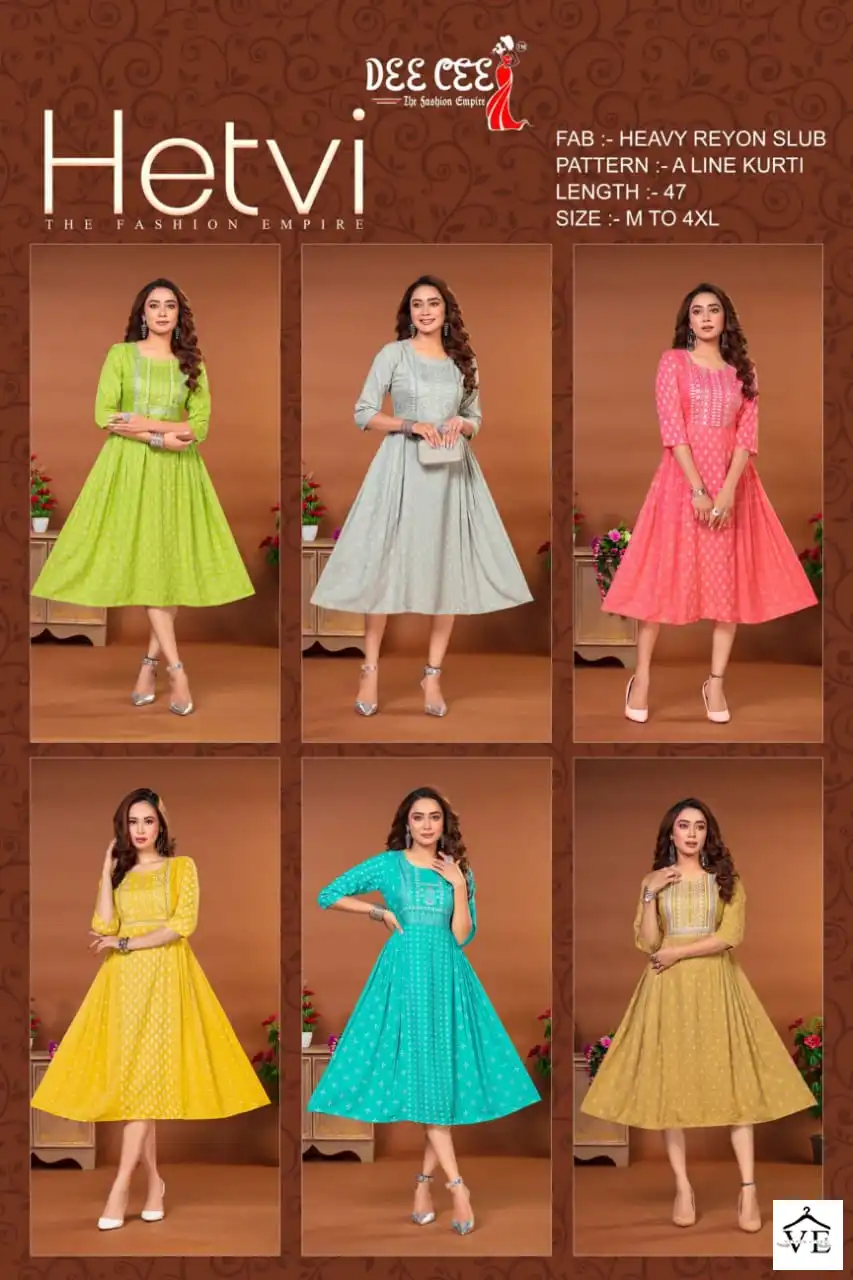 Deecee Hetvi Heavy Rayon Wholesale Long Kurtis Catalog — Wholesale Kurtis, MPA wholesale from Surat — view 7
