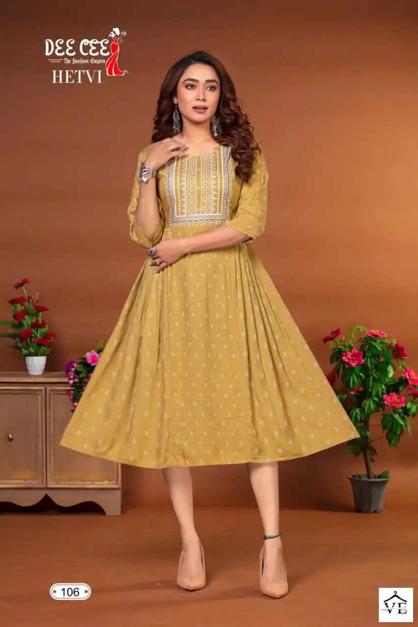 Deecee Hetvi Heavy Rayon Wholesale Long Kurtis Catalog — Wholesale Kurtis, MPA wholesale from Surat — view 2