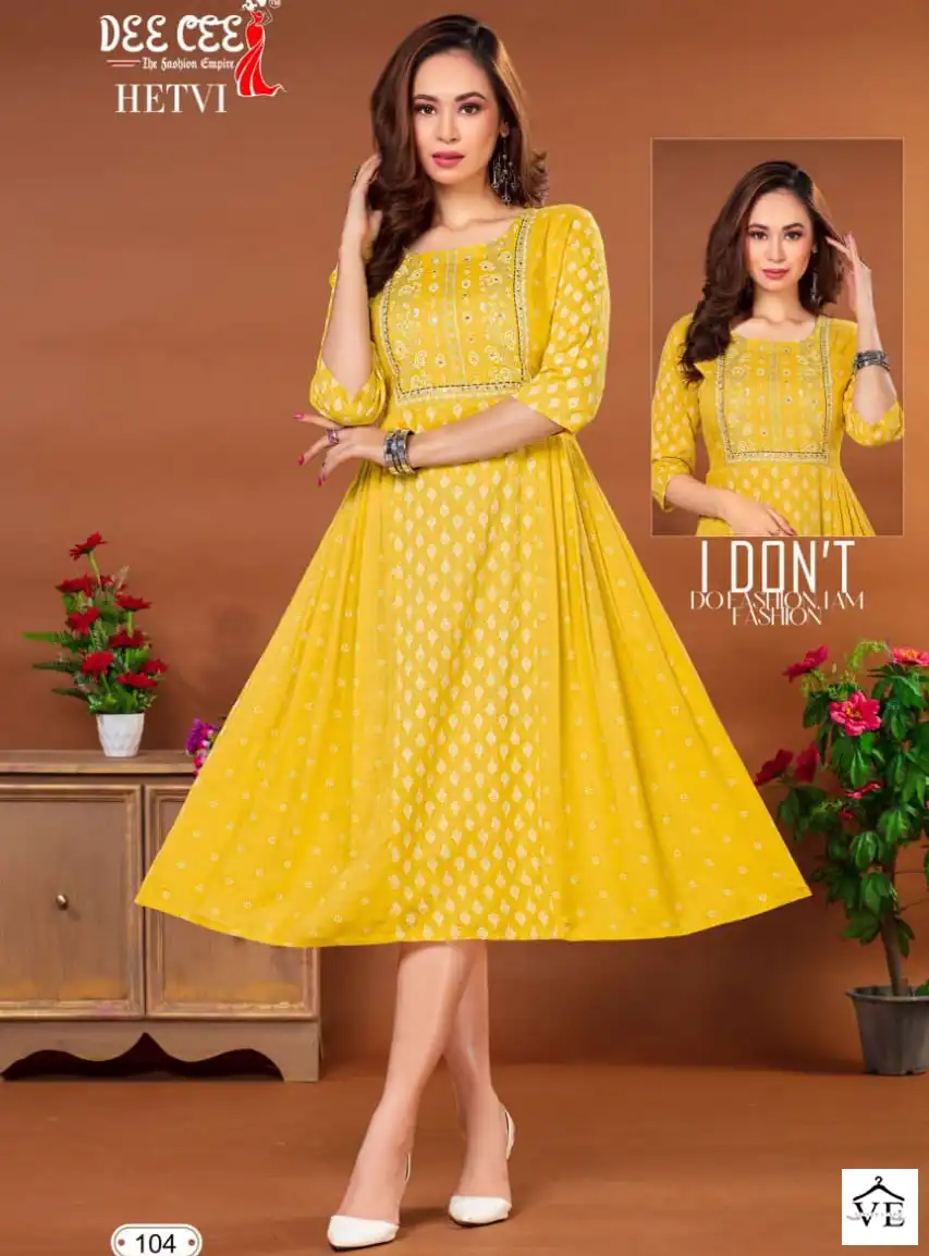 Deecee Hetvi Heavy Rayon Wholesale Long Kurtis Catalog — Wholesale Kurtis, MPA wholesale from Surat — view 1