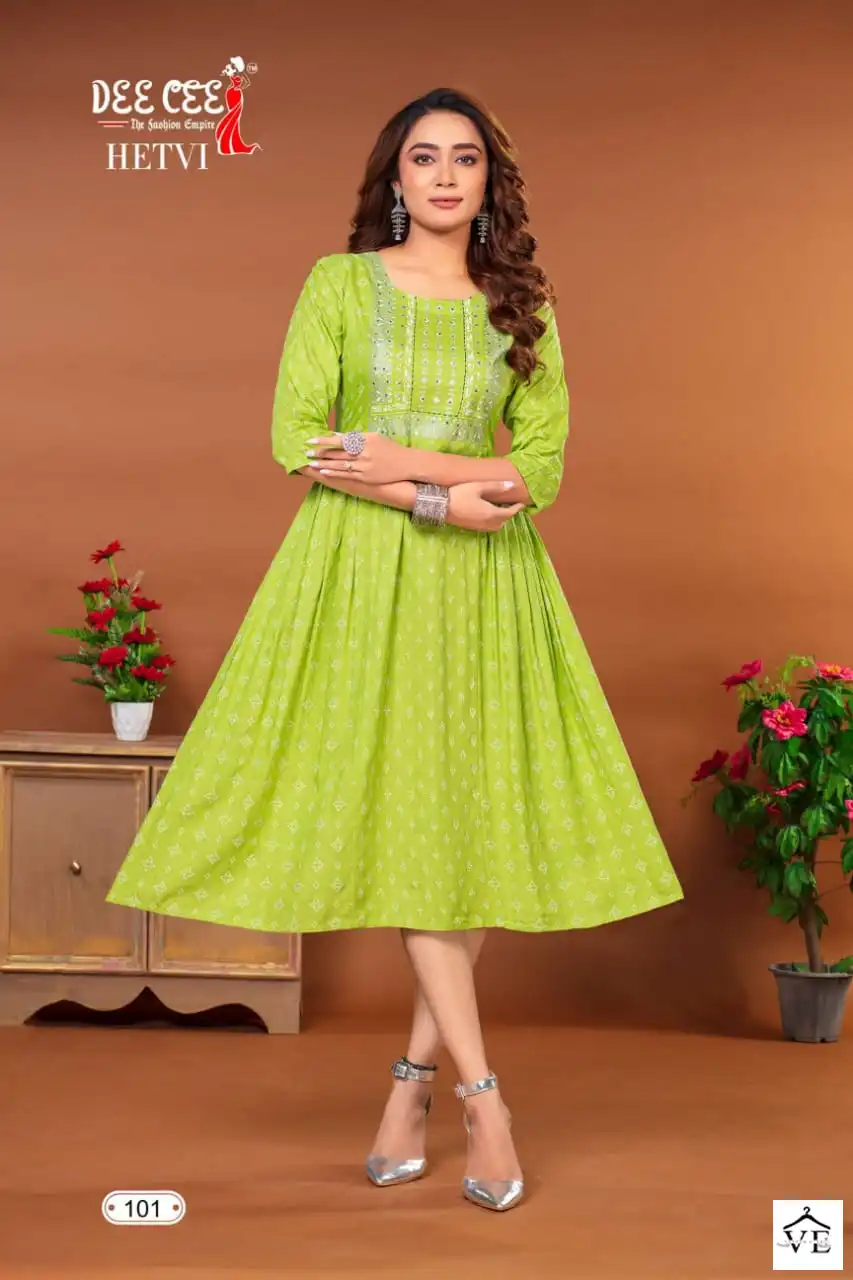Deecee Hetvi Heavy Rayon Wholesale Long Kurtis Catalog — Wholesale Kurtis, MPA wholesale from Surat — view 6