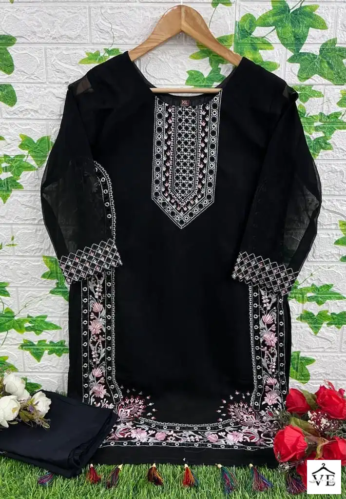Hoor Tex HF-15 Georgette Wholesale Kurta Pant Catalog — Wholesale Kurtis, MPA wholesale from Surat - Gallery Image 2