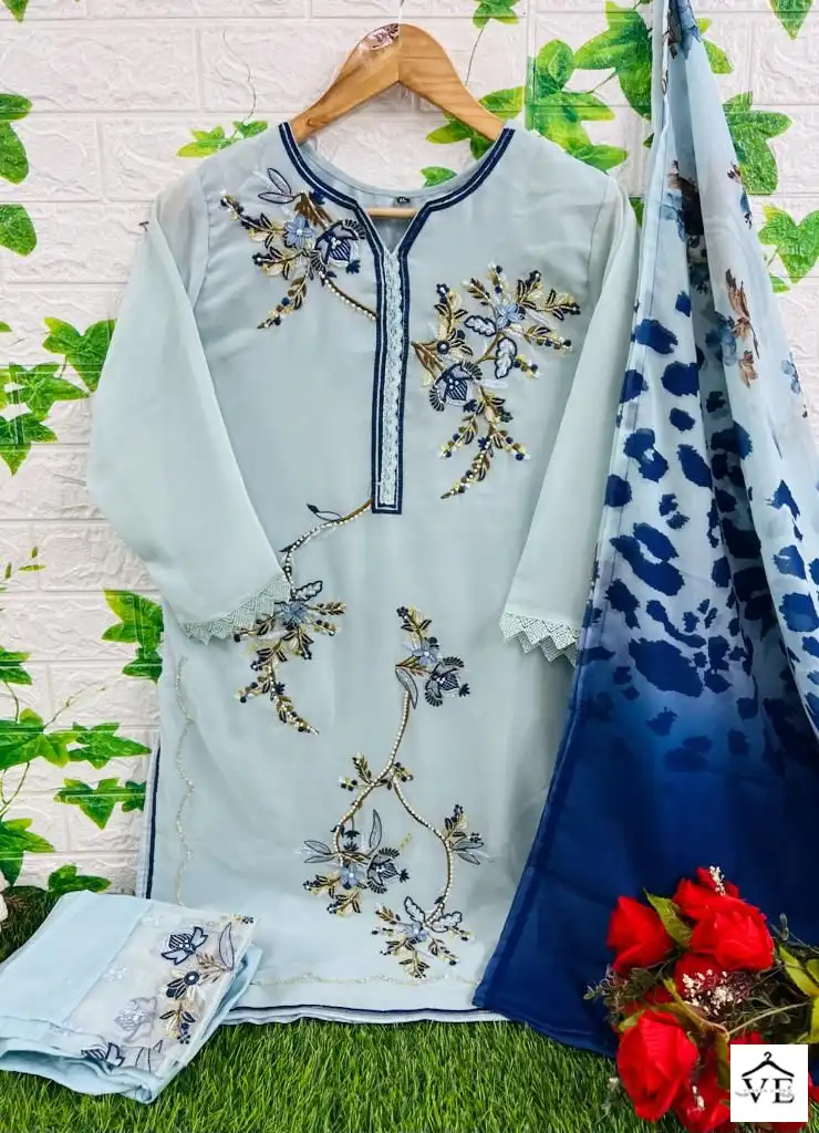 Hoor Tex HF-17 Georgette Wholesale Readymade Suit Catalog — Wholesale Salwar Suits, MPA wholesale from Surat - Gallery Image 9