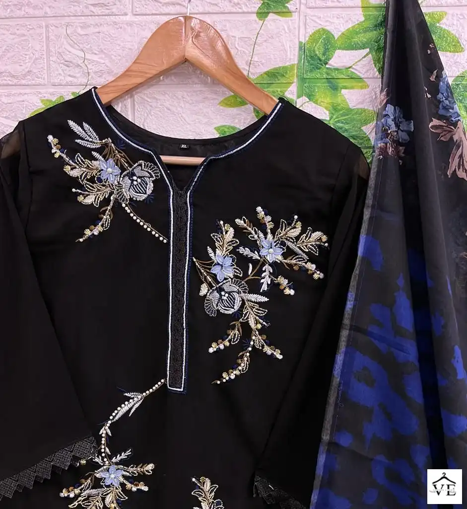 Hoor Tex HF-17 Georgette Wholesale Readymade Suit Catalog — Wholesale Salwar Suits, MPA wholesale from Surat - Gallery Image 7