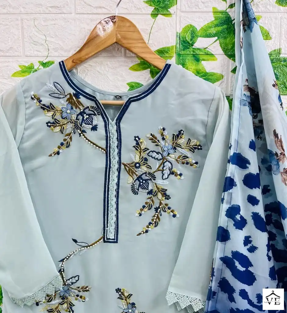 Hoor Tex HF-17 Georgette Wholesale Readymade Suit Catalog — Wholesale Salwar Suits, MPA wholesale from Surat - Gallery Image 5