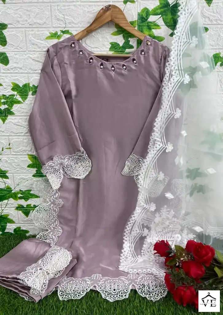 Hoor Tex HFF-02 Satin Wholesale Readymade Pakistani Suit Catalog — Wholesale Salwar Suits, MPA wholesale from Surat — view 8