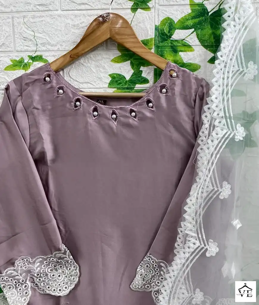 Hoor Tex HFF-02 Satin Wholesale Readymade Pakistani Suit Catalog — Wholesale Salwar Suits, MPA wholesale from Surat — view 9
