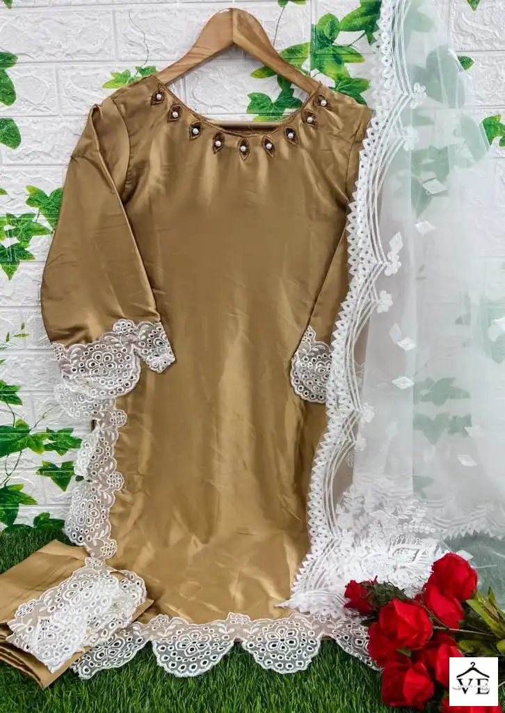 Hoor Tex HFF-02 Satin Wholesale Readymade Pakistani Suit Catalog — Wholesale Salwar Suits, MPA wholesale from Surat — view 11