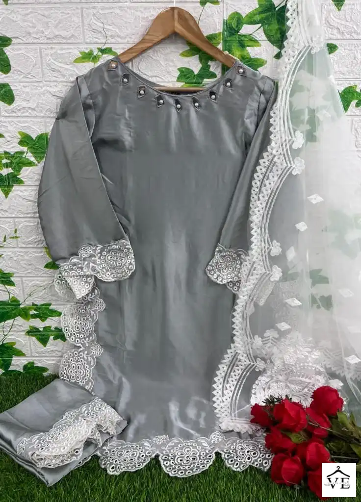 Hoor Tex HFF-02 Satin Wholesale Readymade Pakistani Suit Catalog — Wholesale Salwar Suits, MPA wholesale from Surat — view 6