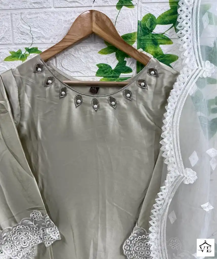 Hoor Tex HFF-02 Satin Wholesale Readymade Pakistani Suit Catalog — Wholesale Salwar Suits, MPA wholesale from Surat — view 7