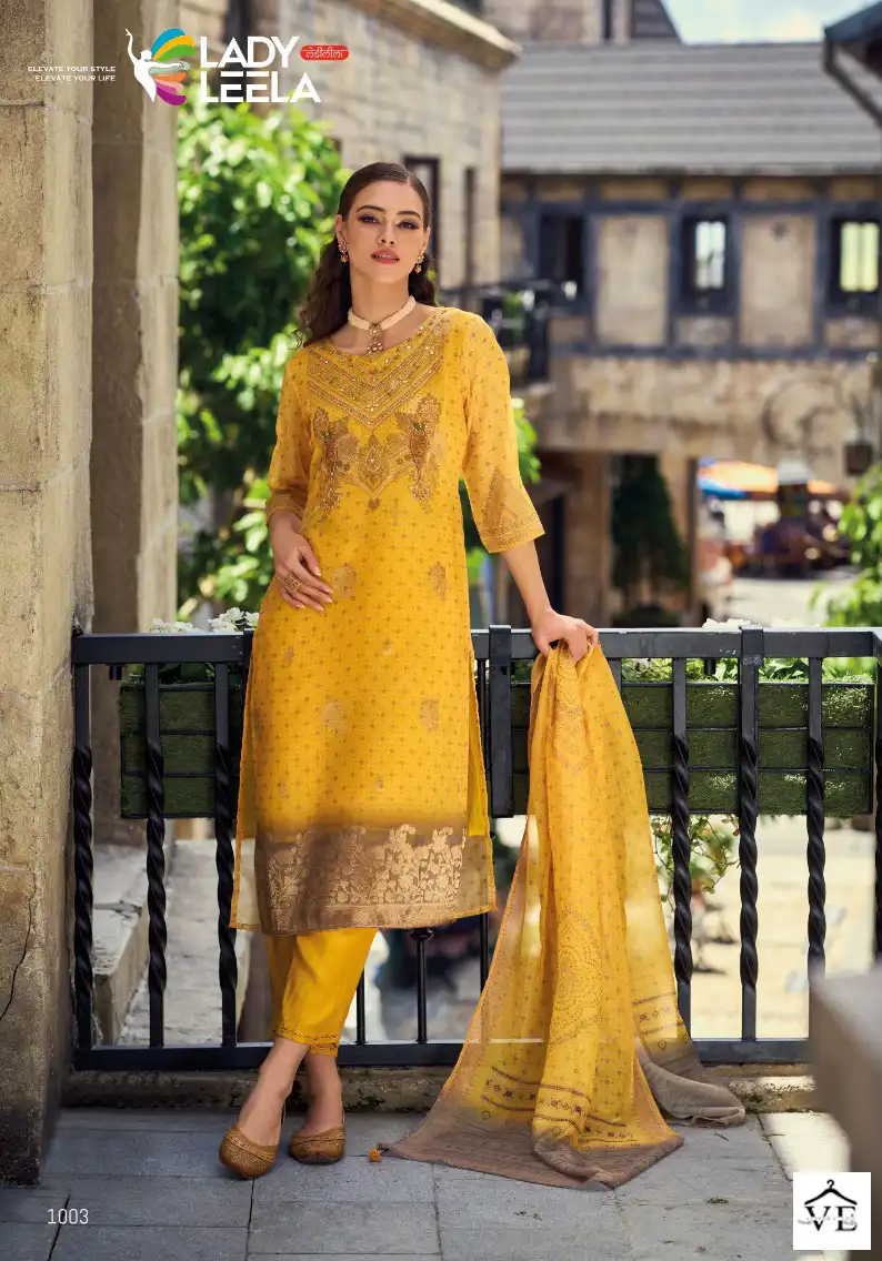 Lady Leela Hinaaz Viscose Organza Jacquard Wholesale Readymade Suits Catalog — Wholesale Salwar Suits, Lady Leela wholesale from Surat - Gallery Image 2