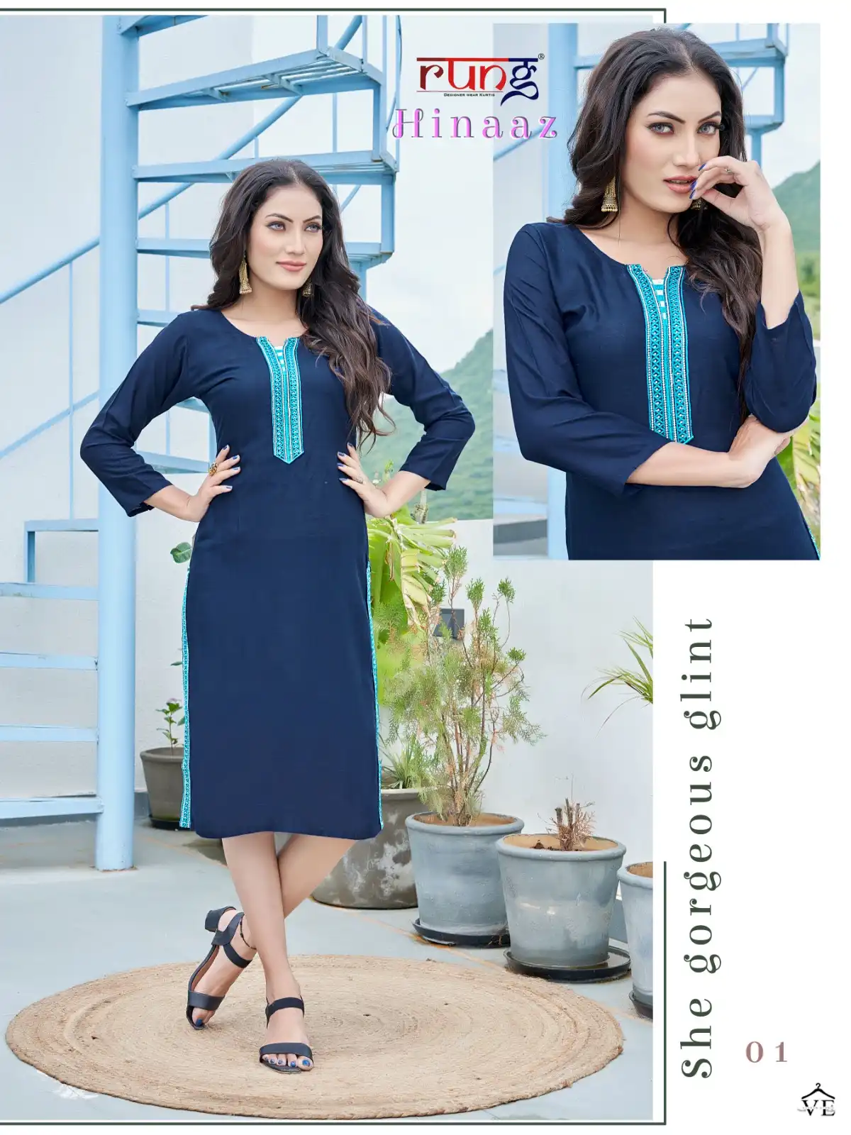 Rung Hinaz Heavy Slub Rayon Wholesale Kurti Catalog — Wholesale Kurtis, MPA wholesale from Surat — view 8
