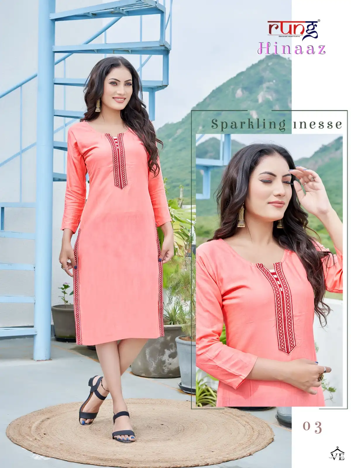 Rung Hinaz Heavy Slub Rayon Wholesale Kurti Catalog — Wholesale Kurtis, MPA wholesale from Surat — view 3
