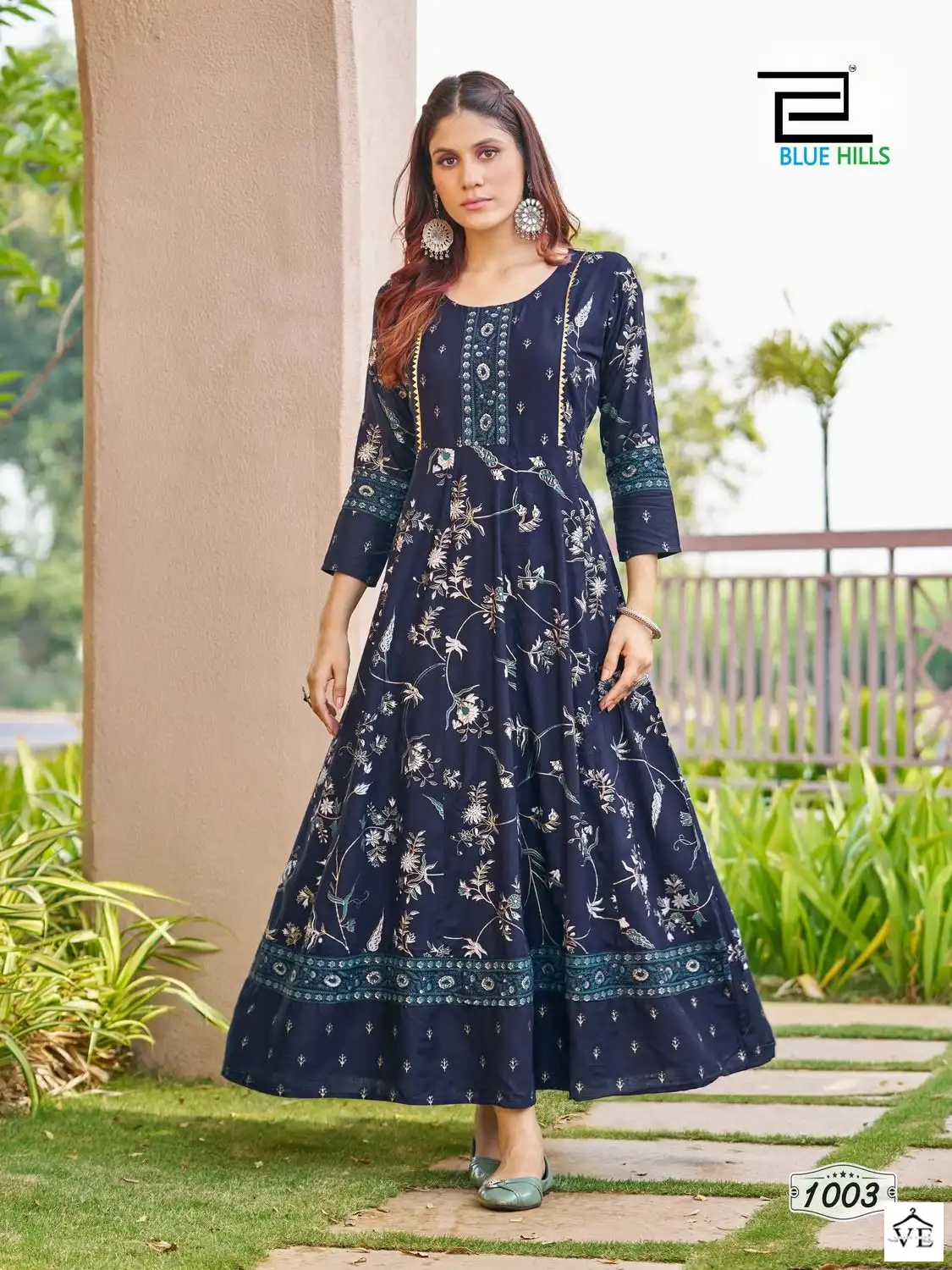 Blue Hills Happy Hours Rayon 14Kg Foil Print Wholesale Anarkali Gown Catalog — Wholesale Kurtis, MPA wholesale from Surat — view 3