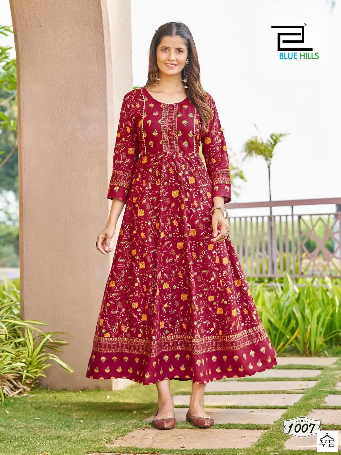 Blue Hills Happy Hours Rayon 14Kg Foil Print Wholesale Anarkali Gown Catalog — Wholesale Kurtis, MPA wholesale from Surat — view 7