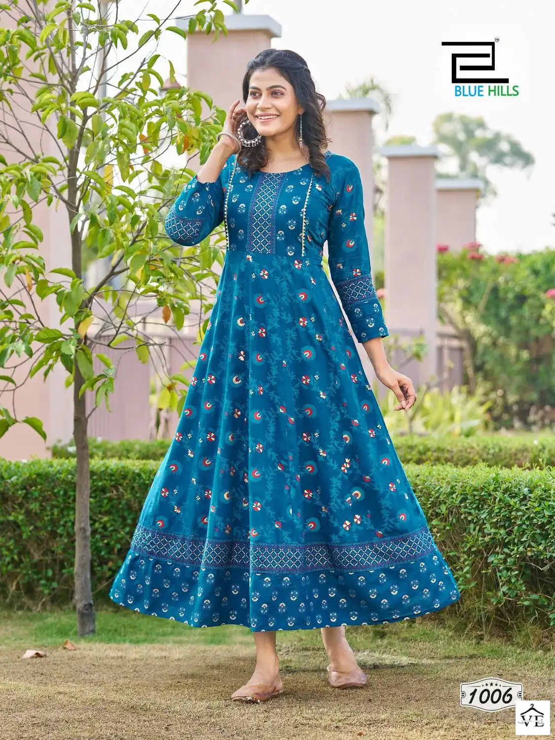 Blue Hills Happy Hours Rayon 14Kg Foil Print Wholesale Anarkali Gown Catalog — Wholesale Kurtis, MPA wholesale from Surat — view 8