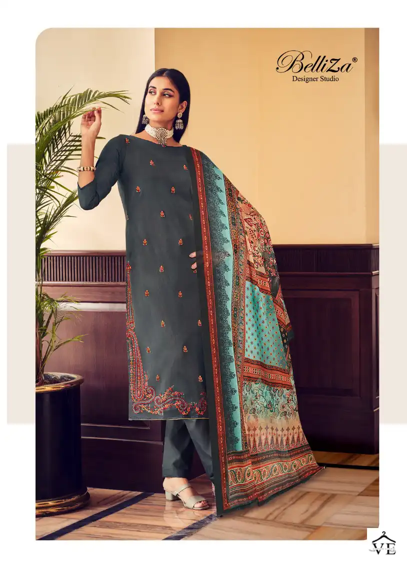 Belliza Designer Ibadat Jam Cotton Wholesale Fancy Kashmiri Embroidery Work Salwar Suit Catalog — Wholesale Salwar Suits, Belliza Designer wholesale from Surat - Gallery Image 5