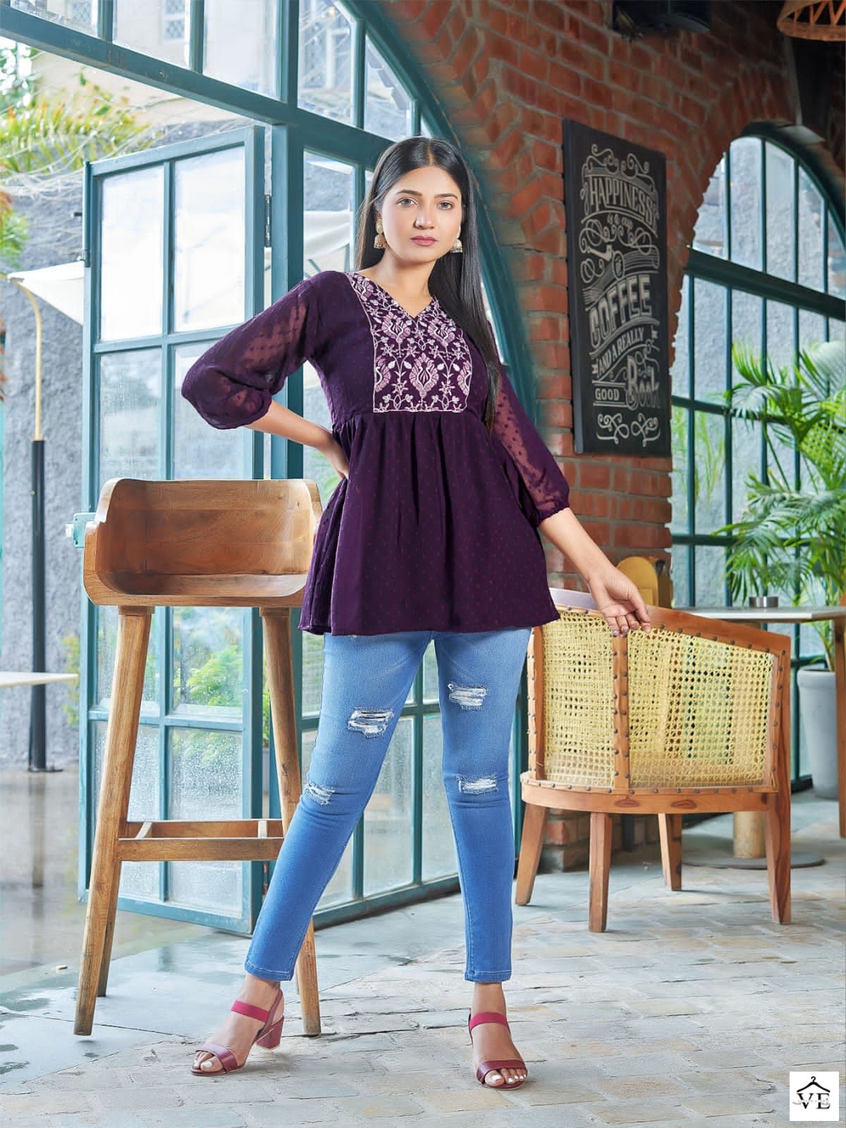 Tips & Tops Insta Girl Vol 3 Heavy Georgette Jacquard Wholesale Tunics Catalog — Wholesale Kurtis, MPA wholesale from Surat - Gallery Image 3