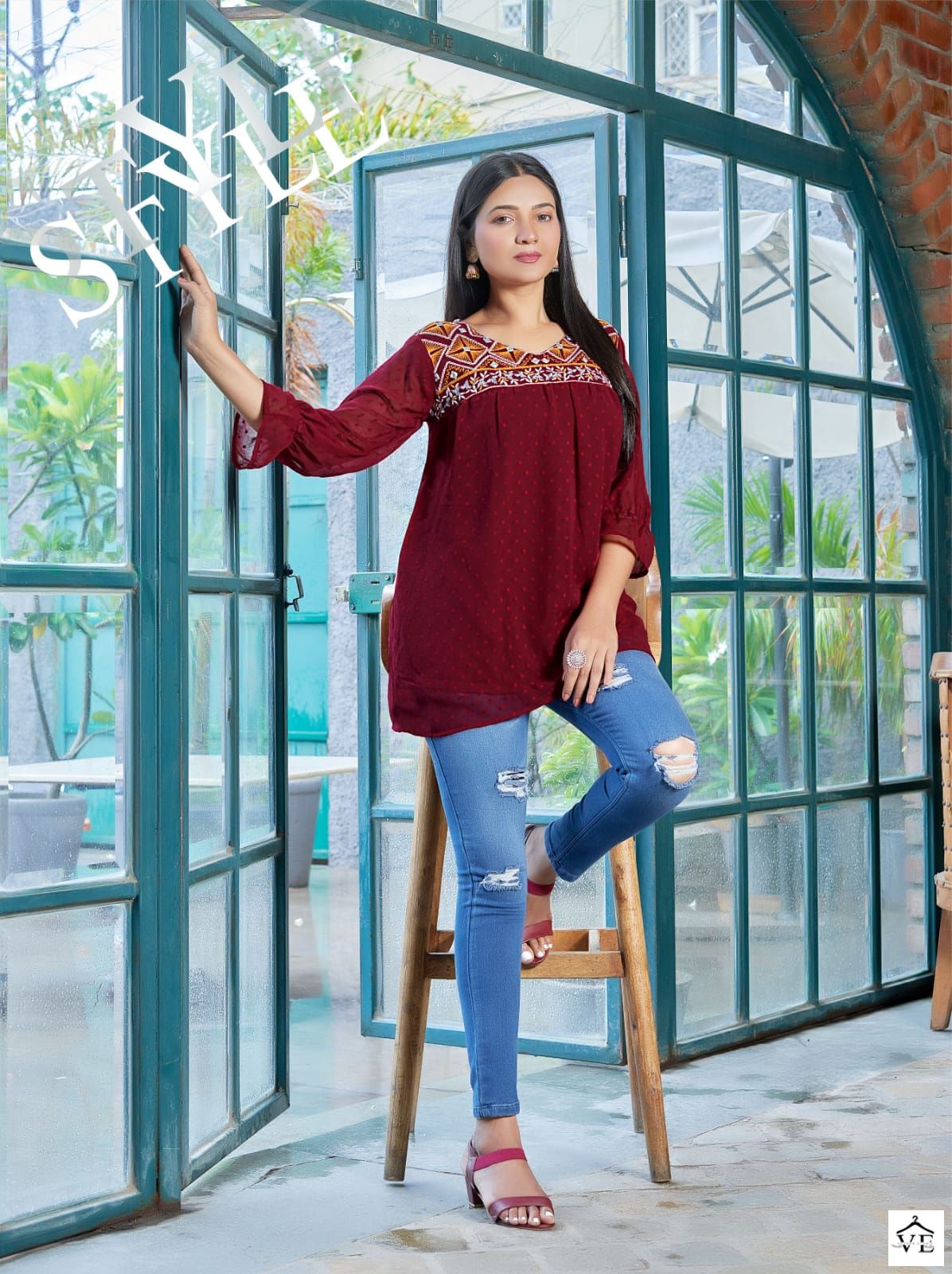 Tips & Tops Insta Girl Vol 3 Heavy Georgette Jacquard Wholesale Tunics Catalog — Wholesale Kurtis, MPA wholesale from Surat - Gallery Image 4