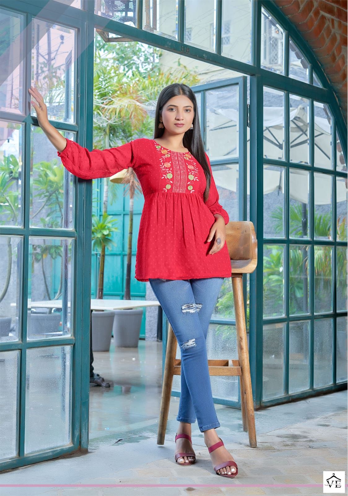 Tips & Tops Insta Girl Vol 3 Heavy Georgette Jacquard Wholesale Tunics Catalog — Wholesale Kurtis, MPA wholesale from Surat - Gallery Image 6