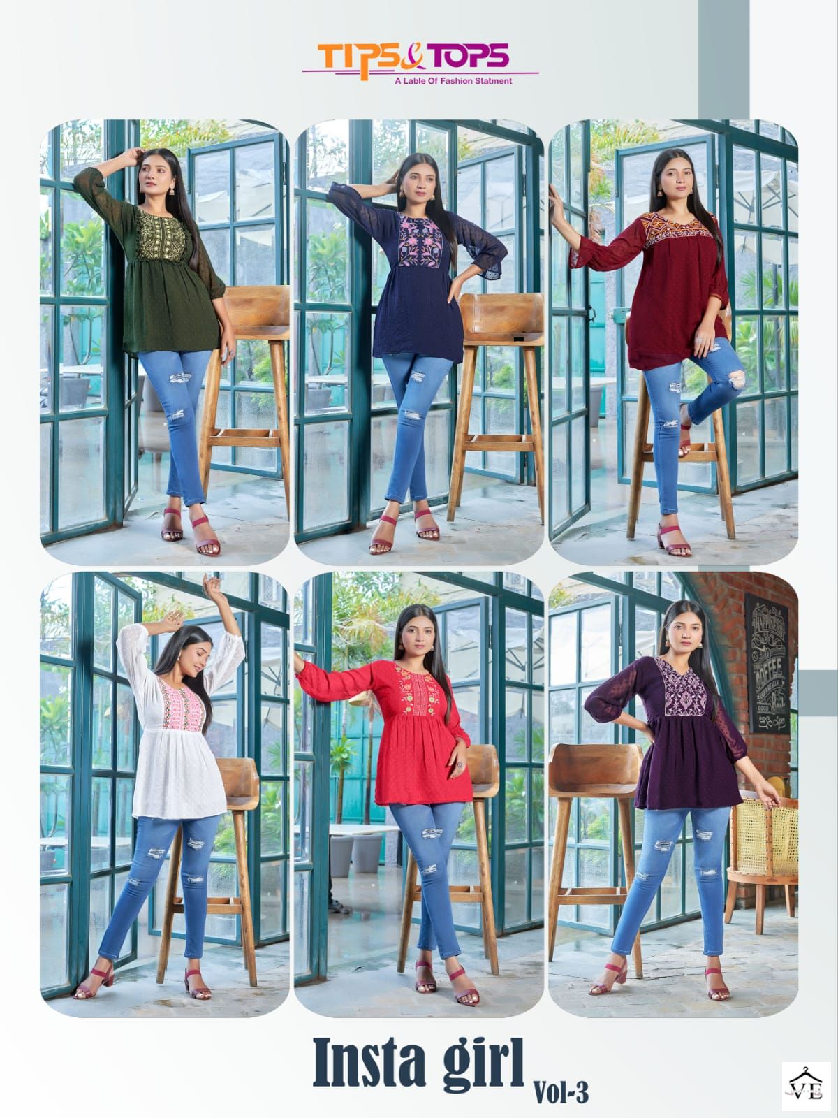 Tips &amp; Tops Insta Girl Vol 3 Heavy Georgette Jacquard Wholesale Tunics Catalog — Wholesale Kurtis, MPA wholesale from Surat — view 7