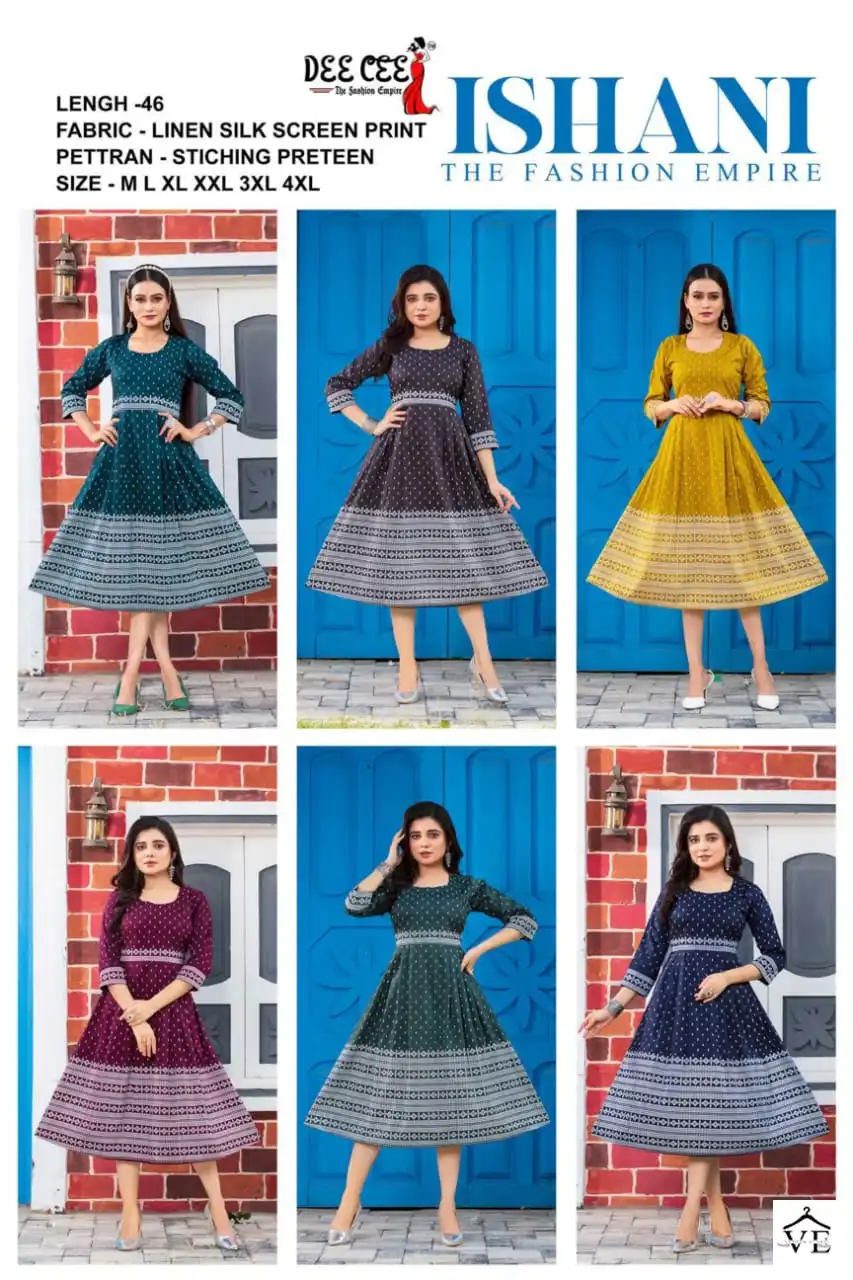 Deecee Ishani Linen Silk Wholesale Long Kurtis Catalog — Wholesale Kurtis, MPA wholesale from Surat — view 7