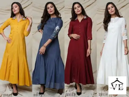 Vardan Ethnic Indira 23111 To 23114 Cotton Wholesale Long Kurtis Catalog — Wholesale Kurtis, MPA wholesale from Surat — view 5