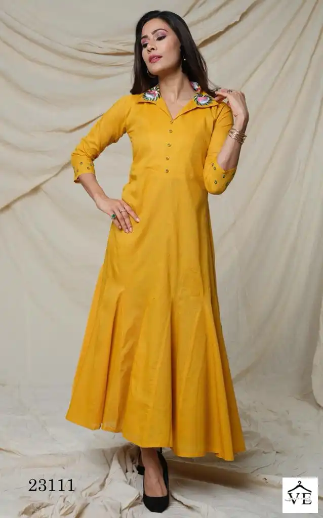 Vardan Ethnic Indira 23111 To 23114 Cotton Wholesale Long Kurtis Catalog — Wholesale Kurtis, MPA wholesale from Surat - Gallery Image 4